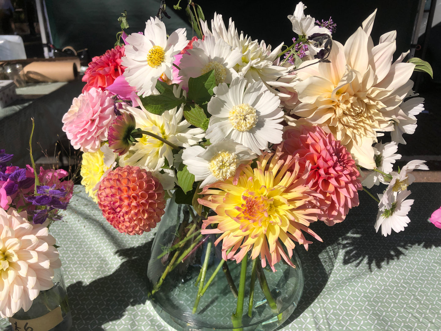 Vase of bright flowers