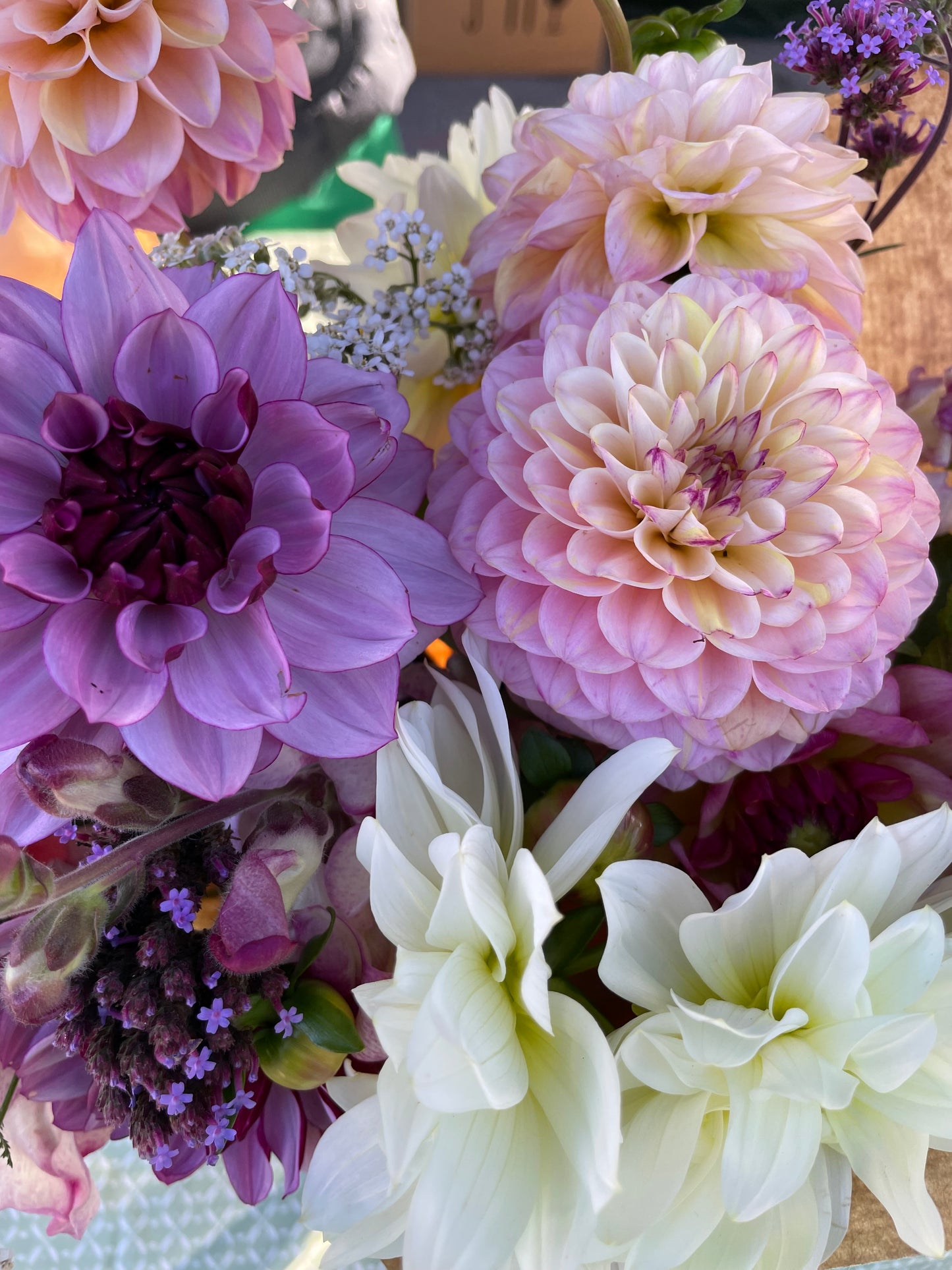 Purple dahlia bouquet